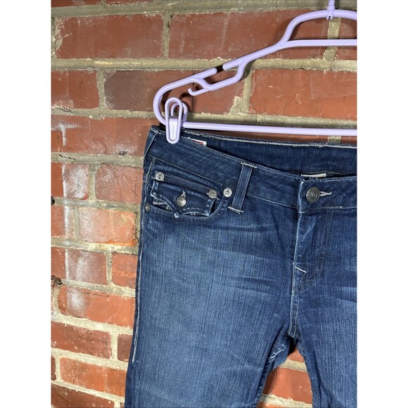 True Religion Becky Blue Zip Fly Jeans Stretch USA Made Women's 31, Real 34x32.5 - Picture 4 of 9